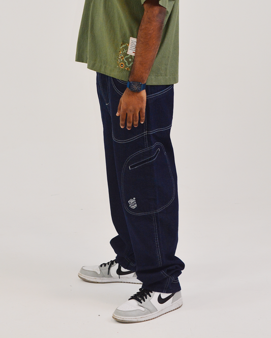 Indigo Denim Loose Straight Fit Jeans