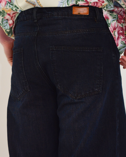 Charcoal Grey Denim Wide Leg Jeans