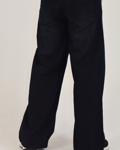 Charcoal Grey Denim Wide Leg Jeans